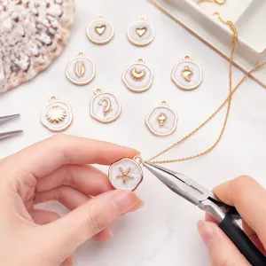 DIY breloques pendentifs en alliage série océan blanc nacré pour collier porte-clés bijoux