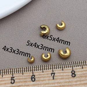 Stainless Steel Crescent Bead Cover Crimps C Shaped End Clasp Electroplated Versatile Findings For Diy Necklace Bracelet Accessories
