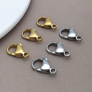 Stainless steel lobster clasps for DIY jewelry making, necklace and bracelet connectors.