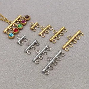 Roestvrij Stalen Meerstrengs Schuifsluiting Connector Goud Staalkleur Vacuüm Vergulde Buis Sieraden Connectoren Voor DIY Armband Ketting Maken