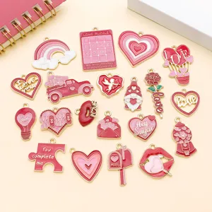 Valentine alloy enamel pendants mixed 20 styles cute heart love DIY jewelry making charms
