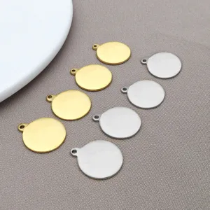 Stainless steel blank round disc pendant charms for DIY handmade bracelet necklace jewelry.