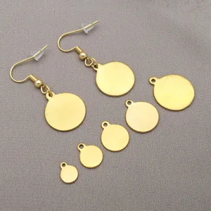 Stainless steel gold round disc pendants earrings DIY jewelry making accessories set components.
