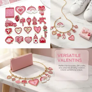 Valentine's Day enamel charms set, alloy DIY jewelry pendant mix for bracelets and necklaces.