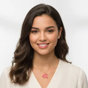 Red puzzle pendant necklace with gold chain, lovely fashion alloy jewelry gift for women and girls.