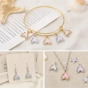 Zeemeermin staart bedels armband ketting en oorrringen DIY sieraden accessoires set
