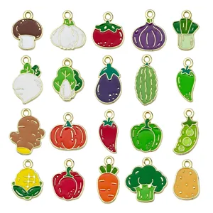 20 styles cute vegetable enamel charms zinc alloy pendants DIY jewelry making accessories