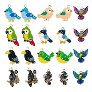 Enamel cartoon bird metal charms pendants for DIY jewelry making accessories keychains