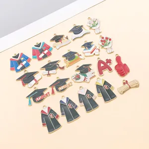 Graduation enamel charms alloy pendants bulk for DIY jewelry making crafts decoration supplies