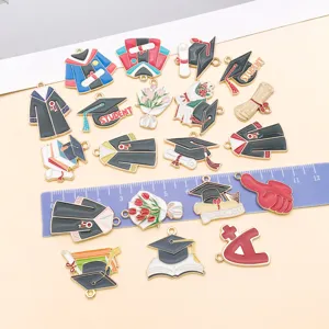 Graduation Enamel Charms Alloy Pendants DIY Jewelry Making Craft Supplies Assorted Styles
