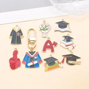 Graduation season enamel alloy charms pendants DIY jewelry accessories set for crafting.