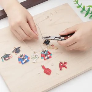 Graduation season DIY alloy enamel charms set doctor hat gown jewelry making accessories 20pcs