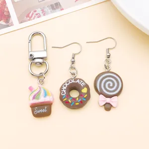 Resin food simulation dessert charm detail, cute donut ice cream pendant for DIY jewelry accessories.