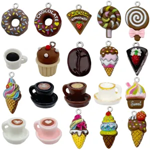 20pcs Resin Food Charms Donut Cake Coffee Cup Pendant DIY Jewelry Making Accessories