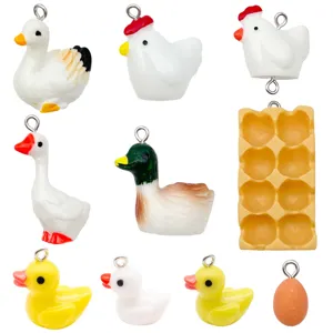 Resin miniature cute animal duck chick egg charms DIY jewelry accessories pendant making supplies