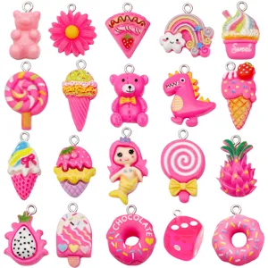 20pcs Colgantes de Resina Rosa Mezcla DIY Creación de Joyas Artesanía Accesorios