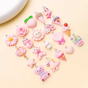 20 stijlen gemengde roze hars cartoon beer zeemeermin hangers DIY sieraden accessoires sleutelhanger