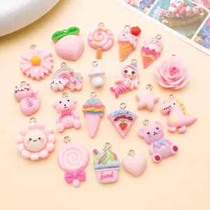 Set van 20 hars roze beer zeemeermin dinosaurus hanger DIY sleutelhanger accessoires