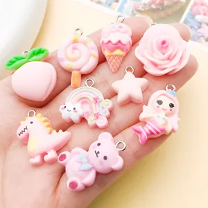 Roze hars cartoon bedels hangers DIY sieraden accessoires voor sleutelhanger kettingarmband