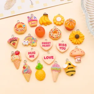 20 Stuks Gemengde Hars Eten Fruit Hart Bij Hangers DIY Sieraden Accessoires Set