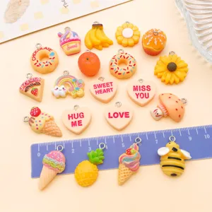 20 Stuks Hars Voedsel Fruit Hart Bij Bedels Hangers voor DIY Sieraden Maken Accessoires