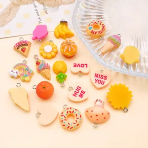 Hars eten fruit hart bedels detail, kleurrijke schattige DIY sieraden accessoires hanger set.