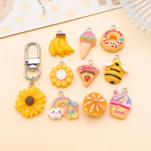 Hars voedsel fruit bedels DIY sieraden accessoires, schattige cartoon hangers set.