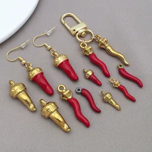 Pendentifs piment rouge émail en acier inoxydable accessoires bijoux bricolage boucles d'oreilles