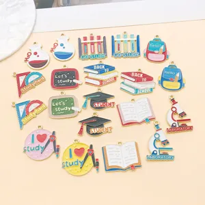 Mixed school theme enamel alloy charms for DIY handmade necklaces bracelets jewelry parts.