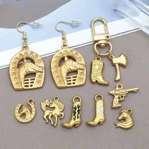 Stainless steel western cowboy horse boot pendant DIY jewelry accessories detail shot