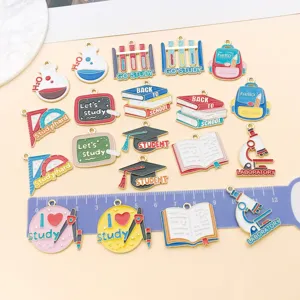 Mixed 20 styles enamel graduation school theme alloy pendants for DIY necklace bracelet charms