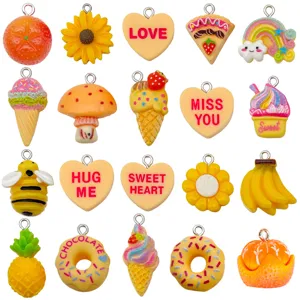 20 stuks hars schattige fruit hartjes hangers voor DIY sleutelhanger sieraden accessoires