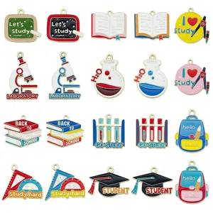 Mixed 20 styles graduation study enamel charms alloy pendants for DIY necklace bracelet jewelry