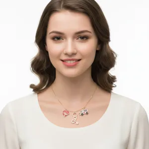 Charming medical themed alloy necklace pendant featuring stethoscope and ambulance.