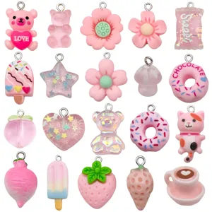 20st mix roze hars tekenfilm bedels schattige dier bloem hanger voor DIY sieraden maken accessoires