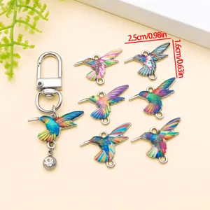 Colorful hummingbird alloy pendant DIY jewelry accessories double hanging charms kit