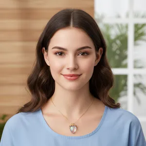 Charming 3D acrylic resin strawberry pendant necklace detailed view, elegant jewelry accessory.