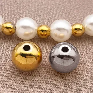 Perles d'espacement en acier inoxydable pour fabrication de bijoux DIY, couleur or et acier.