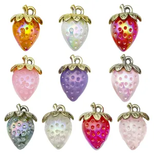10-color acrylic resin strawberry pendants charms DIY jewelry making necklace bracelet accessories