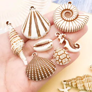 Acryl Meeres-Serie Muschel Seepferdchen Anhänger DIY Schmuck Zubehör Perlen Basteln.