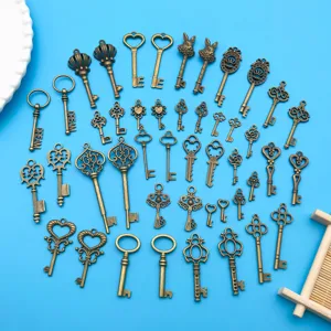 Vintage bronze antique skeleton keys alloy charms mixed styles DIY jewelry making pendants