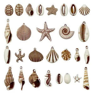 25Stk Acryl Ozean Serie Seestern Muschel Seepferdchen Anhänger DIY Schmuck Zubehör Perlen