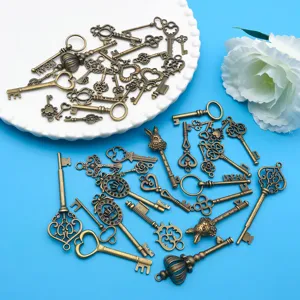 Mixed 23 styles antique bronze hollow vintage key alloy pendants DIY jewelry accessories details