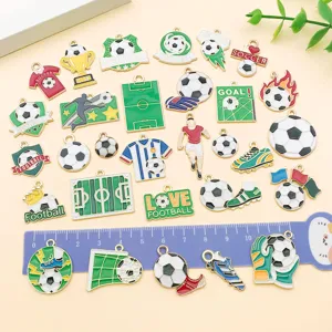 Mixed 30 styles soccer football trophy jersey alloy charms DIY bracelet jewelry accessories