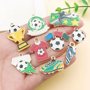 Soccer enamel alloy charms pendants DIY jewelry making accessories for bracelets earrings.