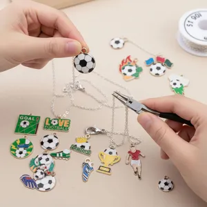 Mixed soccer football enamel charms DIY jewelry making alloy pendant close up view
