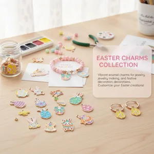 Oster Emaile Charms Set, süße Kaninchen und Eier Legierung DIY Schmuck Zubehör.