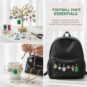 Football fan enamel charms for DIY jewelry, bracelets, necklaces, and backpack accessories.