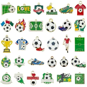 Mixed 30pcs soccer enamel charms alloy football pendants DIY jewelry making accessories set