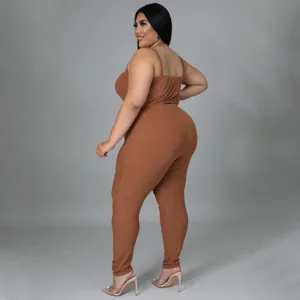 Plus size ribbed three piece outfit set for women casual sexy solid color clothing wear.